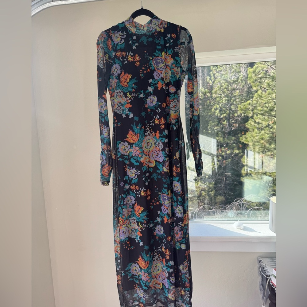 Anthropologie Floral Long Sleeve Dress